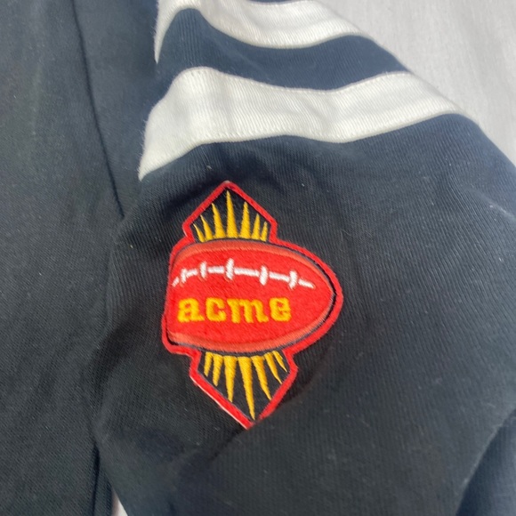 NEW VTG 90’s Warner Bros ACME 'Taz' Football Jersey Long Sleeve Shirt Black - Picture 11 of 12